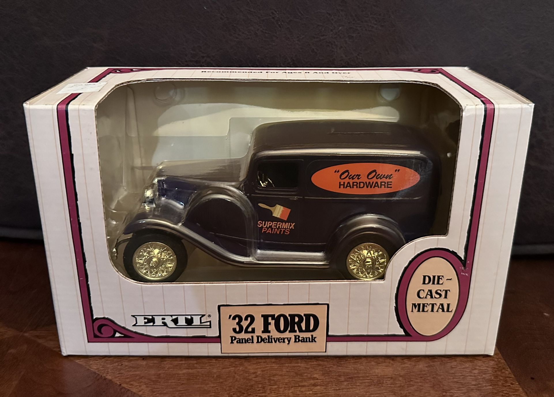 Vintage 1993 Ertl '32 Ford Panel Delivery Bank "Our Own" Hardware  NIB