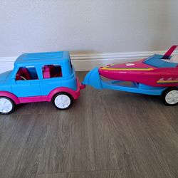 Barbie Doll Speedboat Trailer SUV Jeep Convertible