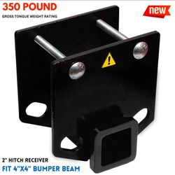 RV Bumper Hitch Receiver 2-inch for 4-inch Square Bumper Beams Trailer Towing Adapter