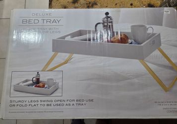 ​NEW Deluxe Bed Tray - White with Gold Legs (NIB)
