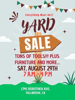 YARD SALE! -TOOLS!! - FURNITURE & MORE
