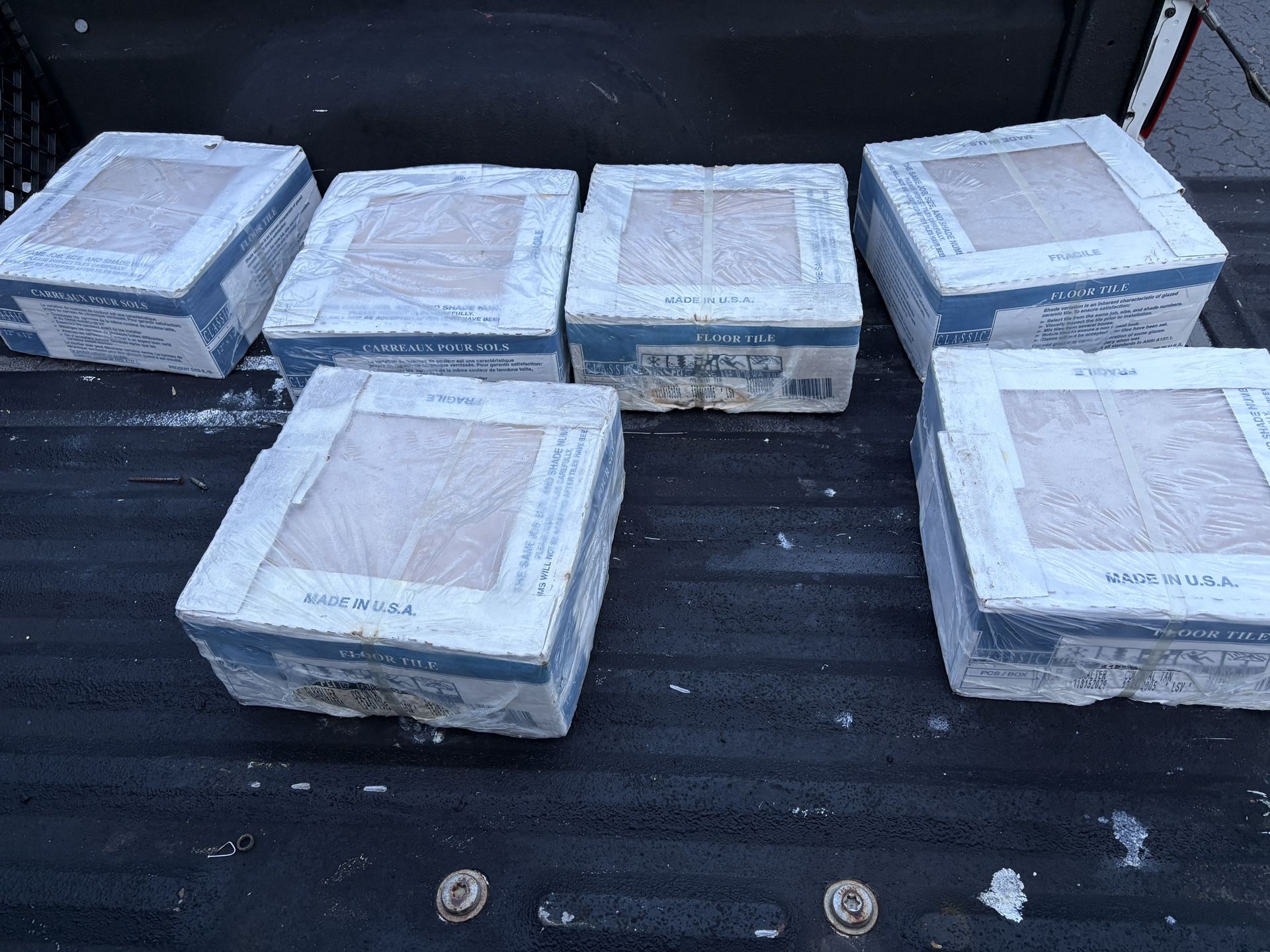 Six boxes of 12”x12” Floor Tile - 17 tiles per Box