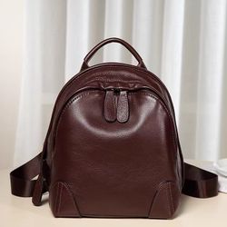 BROWN LEATHER BOOK BAG SMALL BACKPACK PURSE

