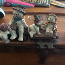 2 Sarah’s Attic Snowman Figurines