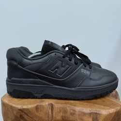 New Balance 550 Mens BB550BBB Triple Black Leather Athletic Shoes Size 10.5 US