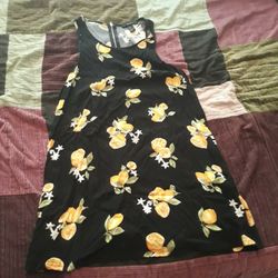Black Lemon Print Dress Forever21 M