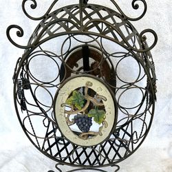  Ornate Metal Free-Standing Wine Rack With Polyresin Decorative Insert