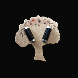 925 Sterling Silver Black Onyx Rectangle Earrings