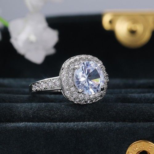"Dainty Beautiful Classic Silver Plated Wedding/Engagement Ring for Women, L014
 
 