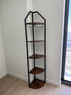 5-Tier Corner Bar Shelf with Wine Glass Rack