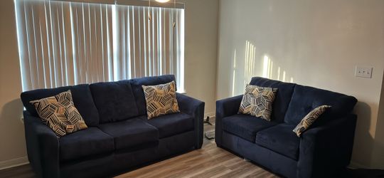 Navy Blue Sofa and Loveseat Set