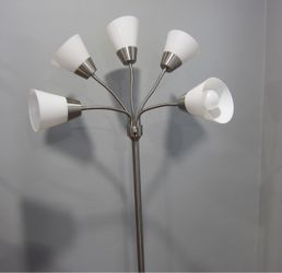 Luxury Chrome 5-Light Floor Lamp with White Shades