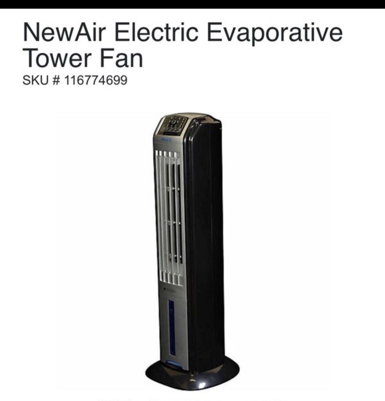 New air electric evaporative tower fan