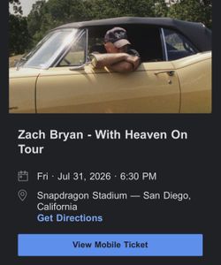 Zach Bryan Floor Tickets (4)
