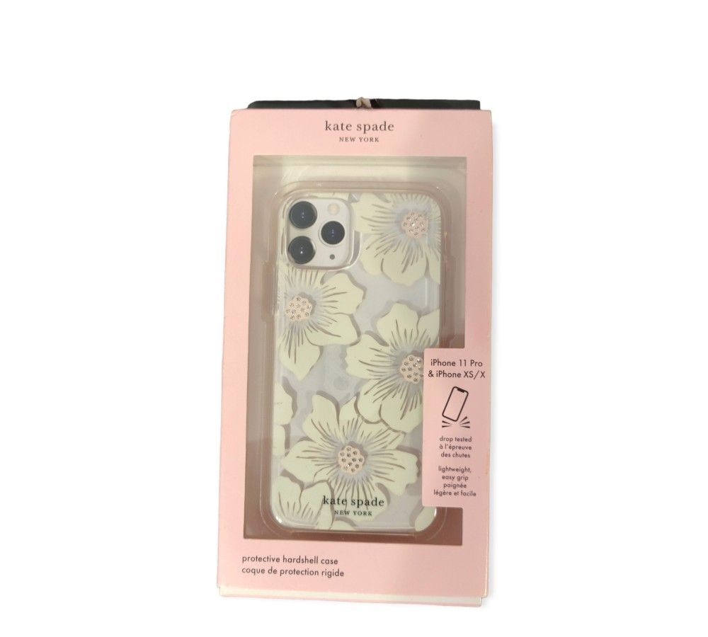 kate spade new york - Protective Hard Shell Case for Apple® iPhone® 11 Pro - Cream With Stones/Hollyhock Floral Clear