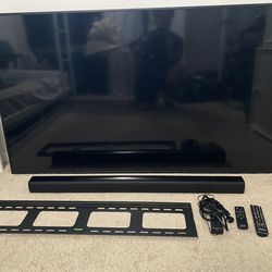 Samsung 65 4k TV with a Sound Bar and Wall Mounts Hardware Included