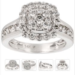 1.50CTW ROUND WHITE NATURAL DIAMOND 14K WHITE GOLD CLUSTER RING