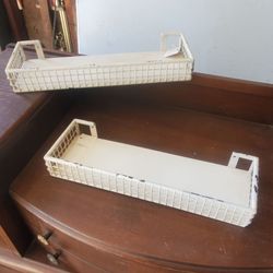 White rustic style metal wall shelf