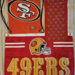 San Francisco 49ers Gwar. New. Flag, Backpack  & Neck Gater Scarf
