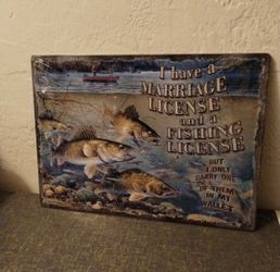 Fishing fishes metal wall decor saying