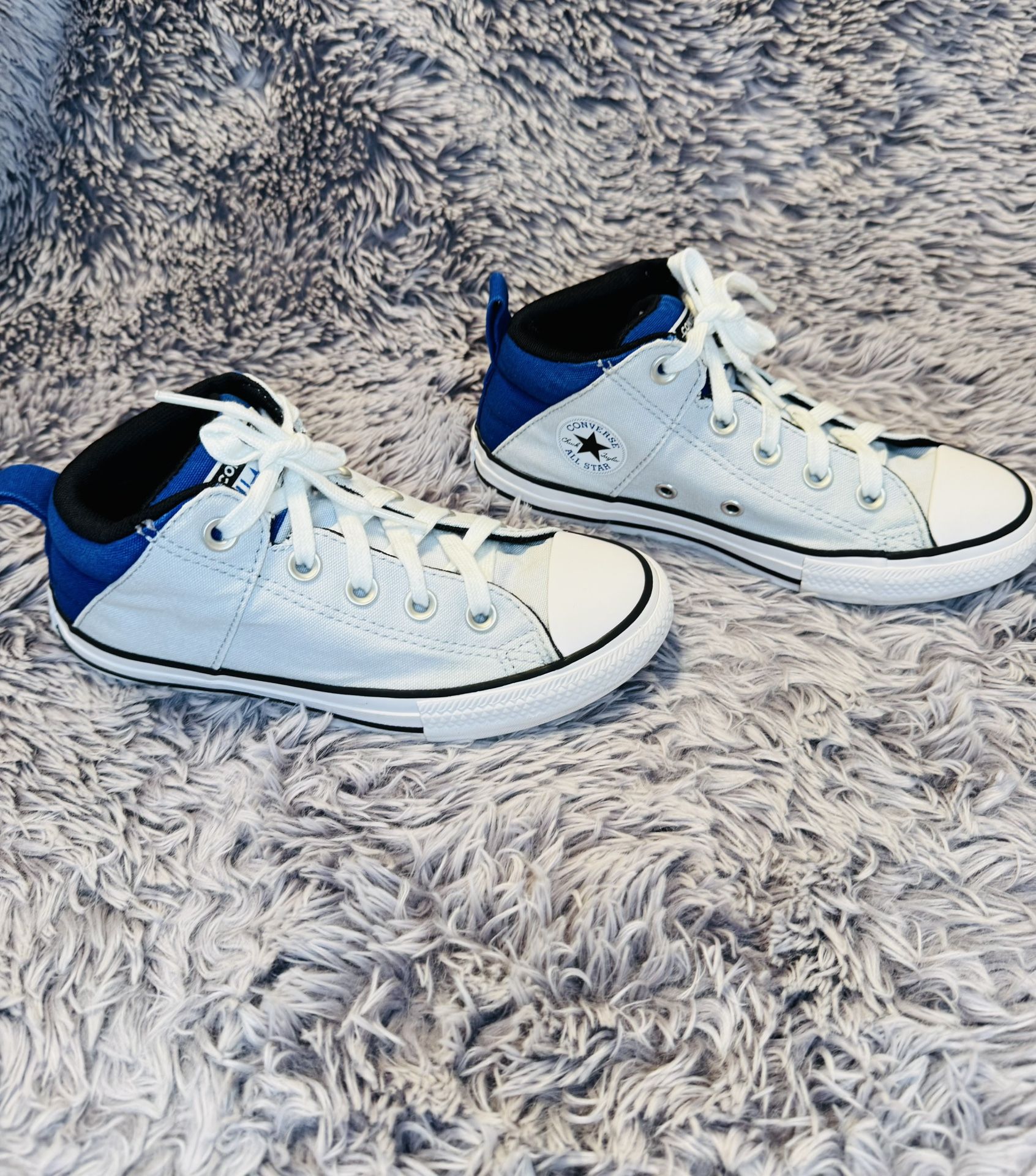 Converse Kids' White and Blue High-Top Sneakers