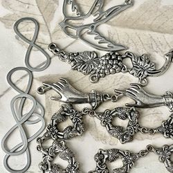 Pendants, Connectors, Jewelry Making Supplies, Metal Silver Color, 