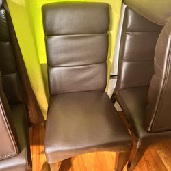 Set of 6 Elegant  Brown Faux Learher Dinning Chair