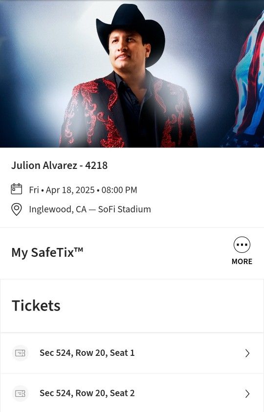 $490 Por 2 Tickets 🎟 Julion Alvarez