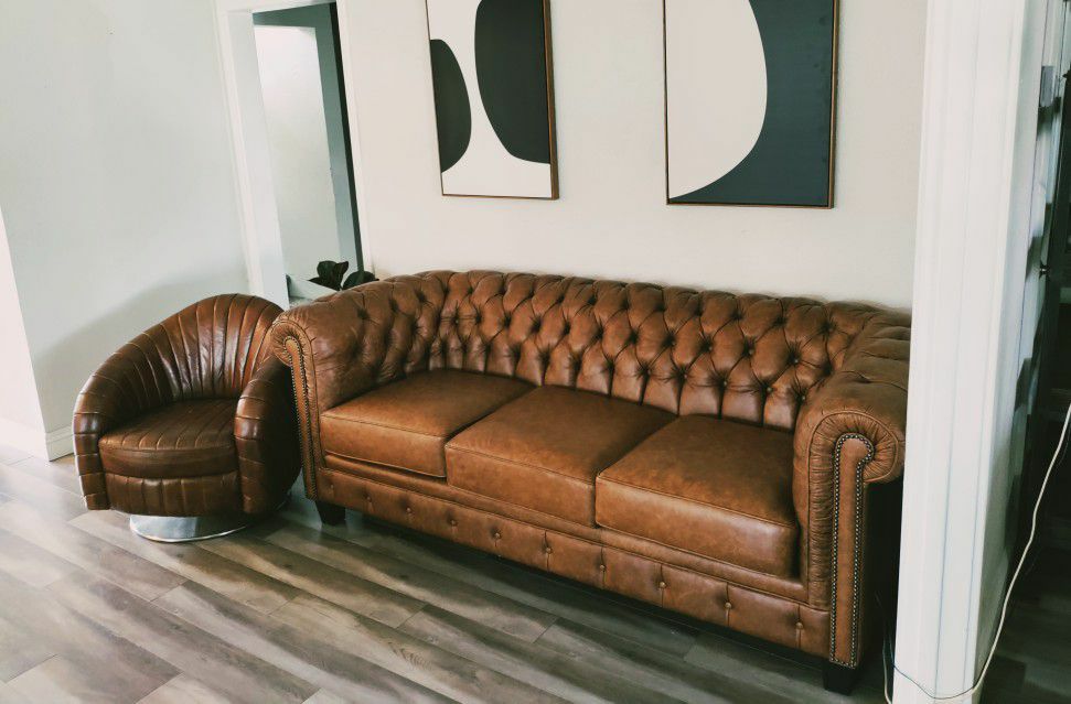 Restoration Hardware Style Chesterfield Sofa And Armchair 
