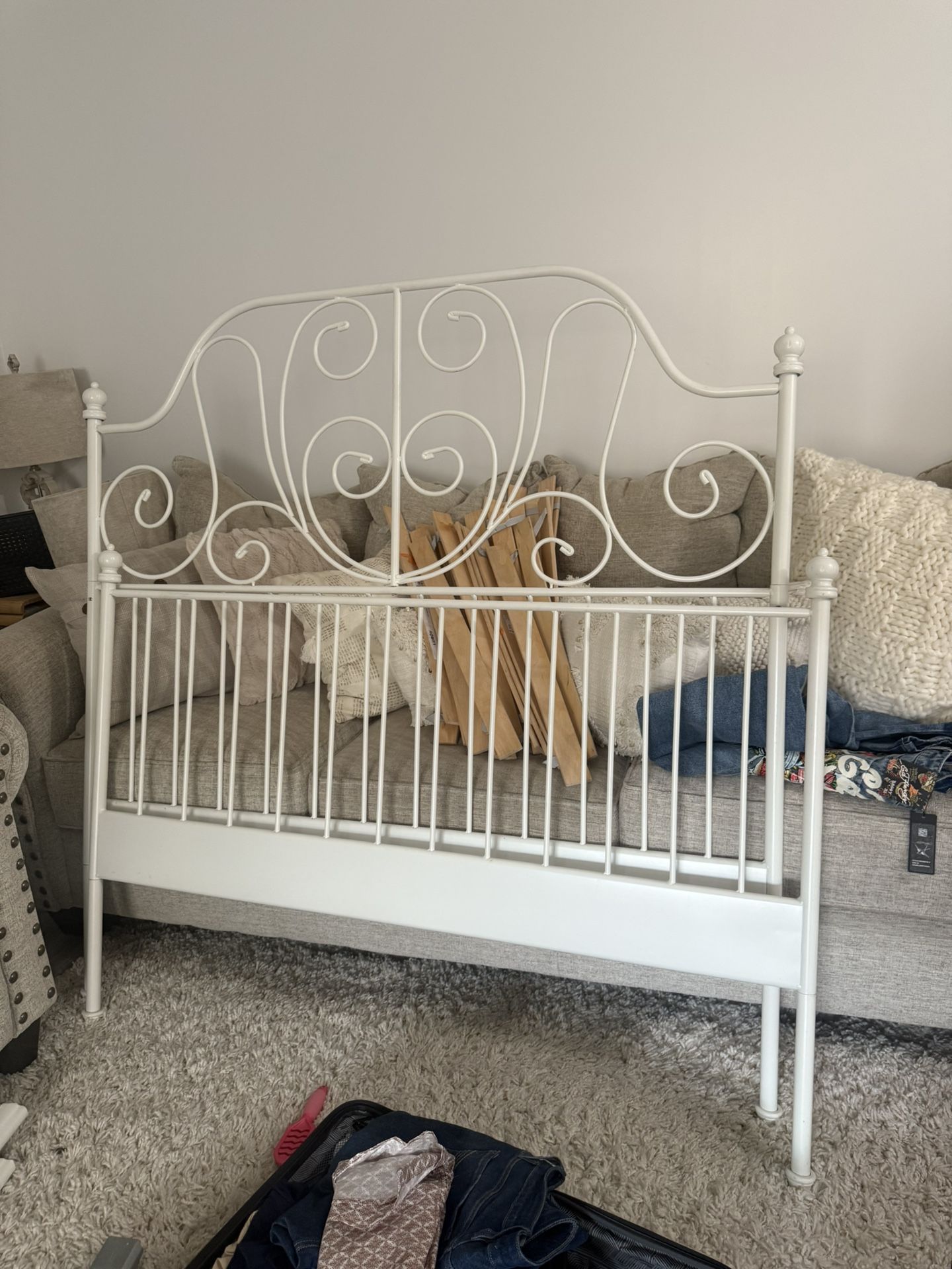 white full sized ikea bed frame