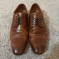 Oxford Men’s Dress Shoes Brown Leather Upper And Lining Wear Shoe Size 10”D