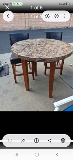 Round Marble Top Dining Table with 4 Chairs