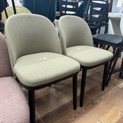 Set Of 2 Fabric & Woden Dinning Chairs 