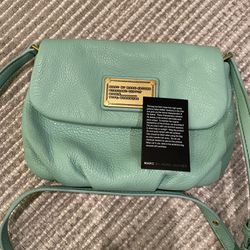 Brand New Marc By Marc Jacobs Small Mint Pebbled Leather Crossbody Bag