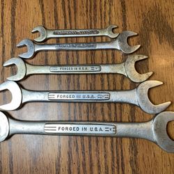 5 Vintage Craftsman Open End Wrenches =V= 1/4” To 3/4” Mechanics Tools Estate Pcs