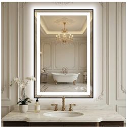 Brand New In The Box- LED Bathroom Mirror with Lights, Black Framed Lighted Vanity Mirror, Front & Backlit, 36"x24", Anti-Fog, Dimmable 3 Color Temper