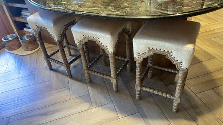 3 Solid Wood Custom Barstools- excellent condition