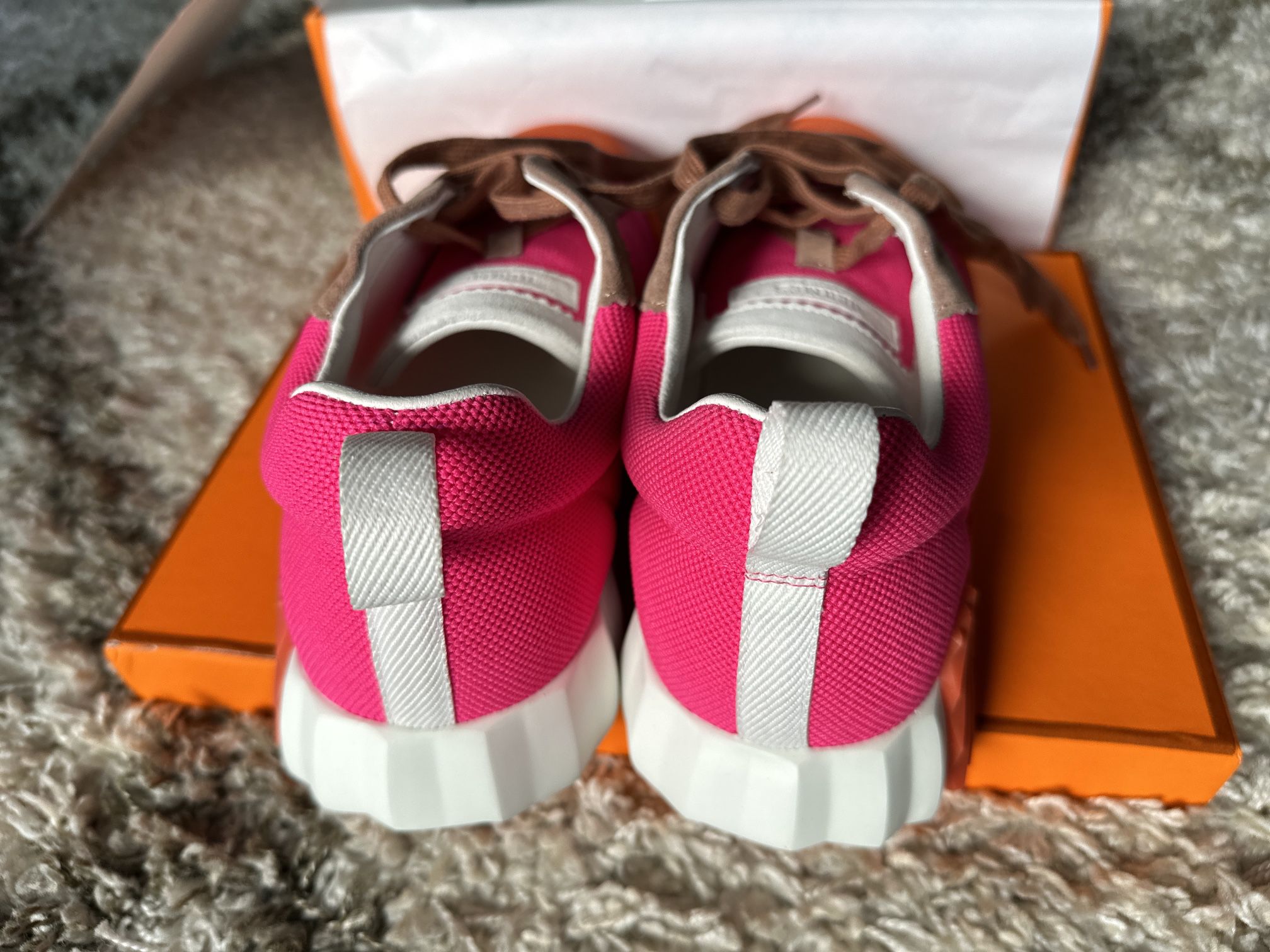 Hermès Pink and Orange Bouncing Sneakers at 1stDibs
