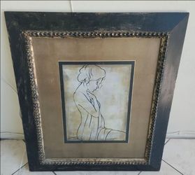28 in wide by 30 in tall wood framed with glass wall art $3.50