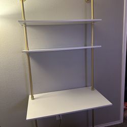 Three Layer White And Gold Desk 