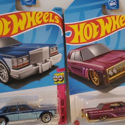 Hot Wheels 1964 Lincoln Continental  And '82 Cadillac Seville Die-cast Toy Cars 