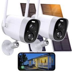 Set of 2 – Solar Powered Outdoor Security Cameras (New)