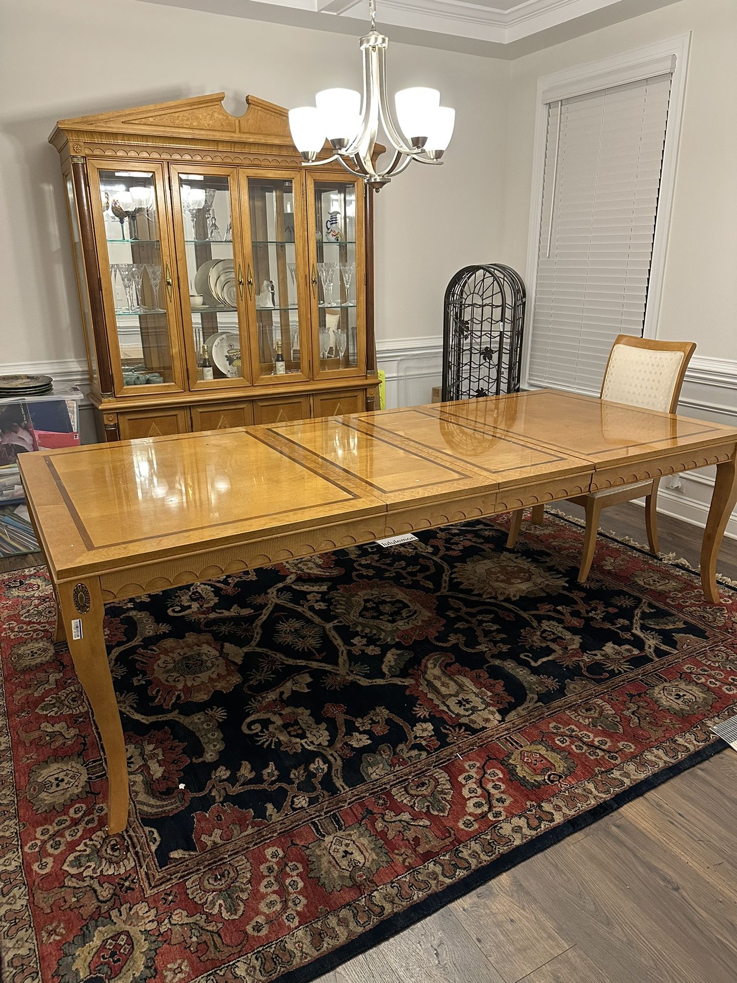 Dining Room Table With 4 Chairs, Cabinet Hutch, And 2 Inserts-NEW Furniture coming Need To Sell ASAP