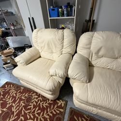 White Leather Couch And Chair