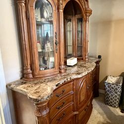 Luxury Marble Top Dresser with Mirror Hutch – Solid Wood