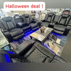 black leather reclining sofa and loveseat set only   | DELIVERY AVAILABLE