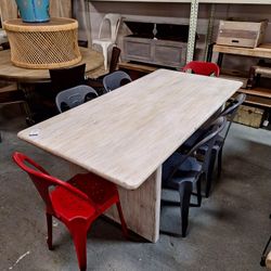 White Washed Solid Mango Wood Dining Table 