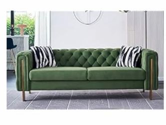 Green Velvet Tufted Chesterfield Sofa