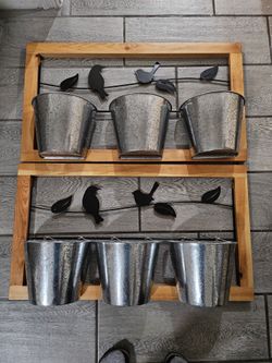 Birds 3-Pot Framed Wall Planter