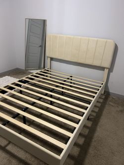 Beige Queen Size Bed Frame